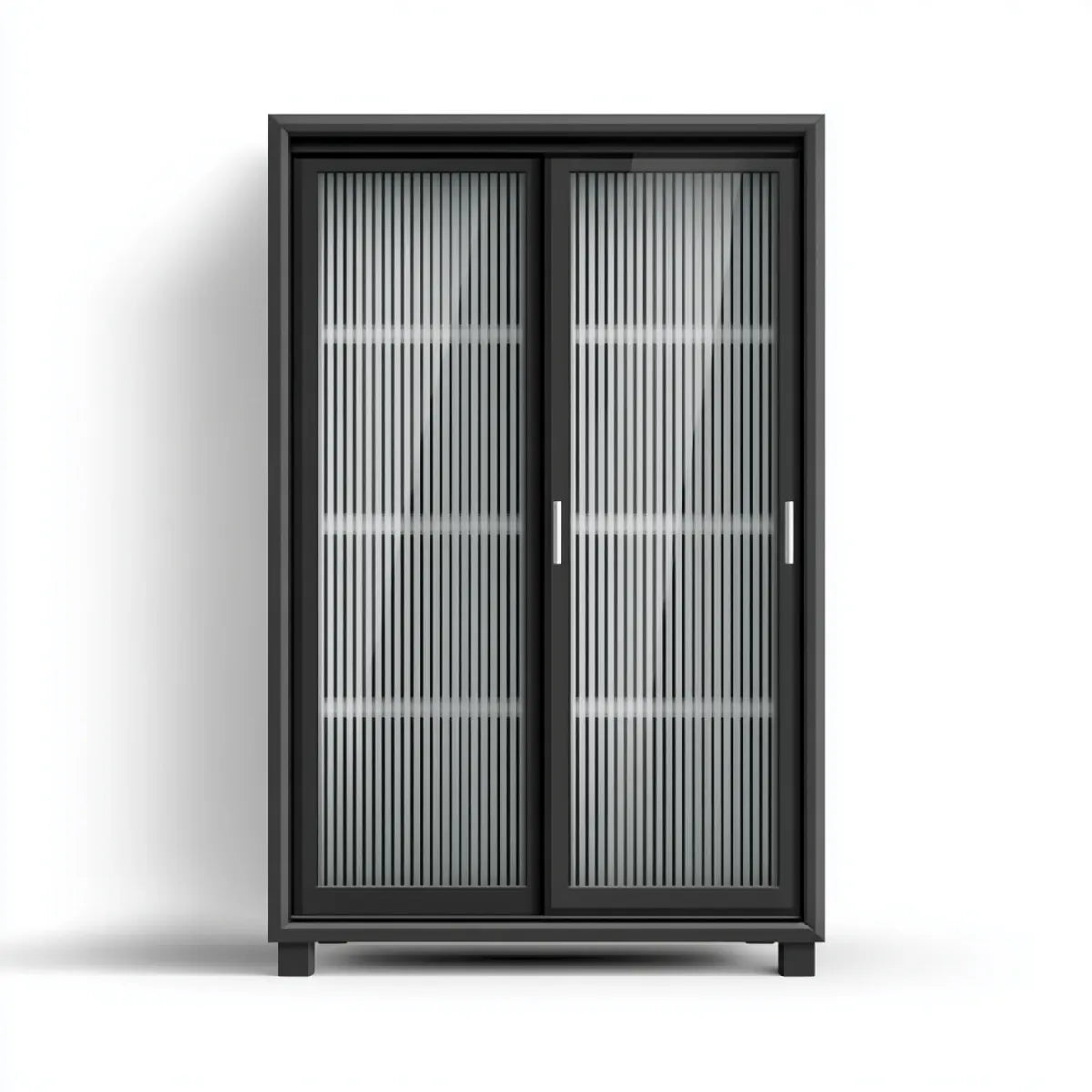 Schwebetürenschrank Kleiderschrank Schwarz mit 2 Schiebetüren 120 x 60 x 200 cm Spanplatte MDF Rechteckig