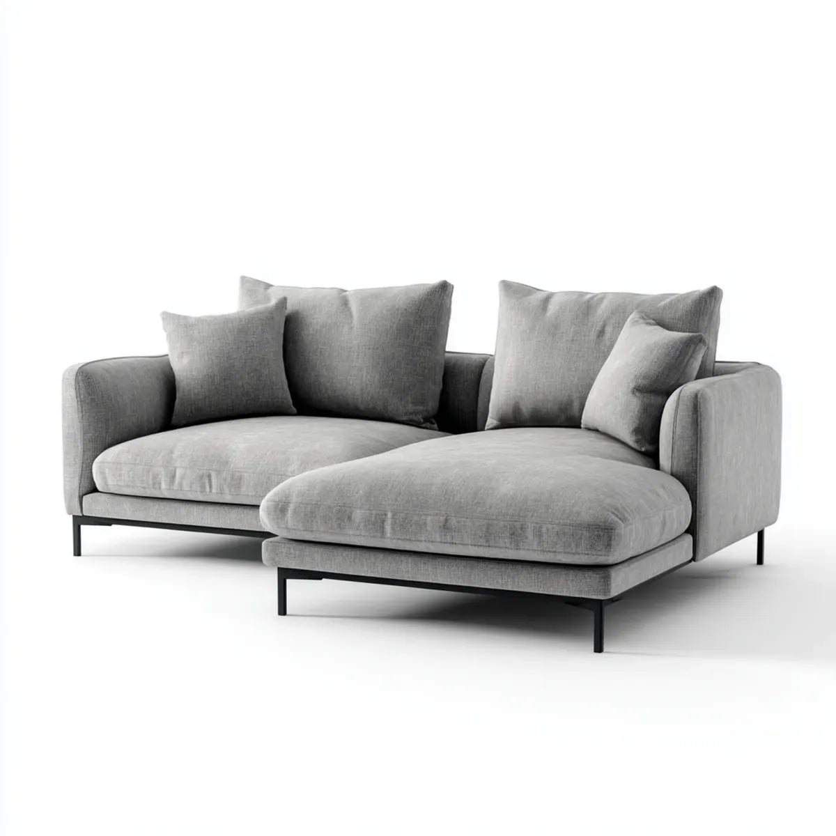 Ecksofa mit Recamiere Grau 250 x 165 cm Polyester Rechteckig