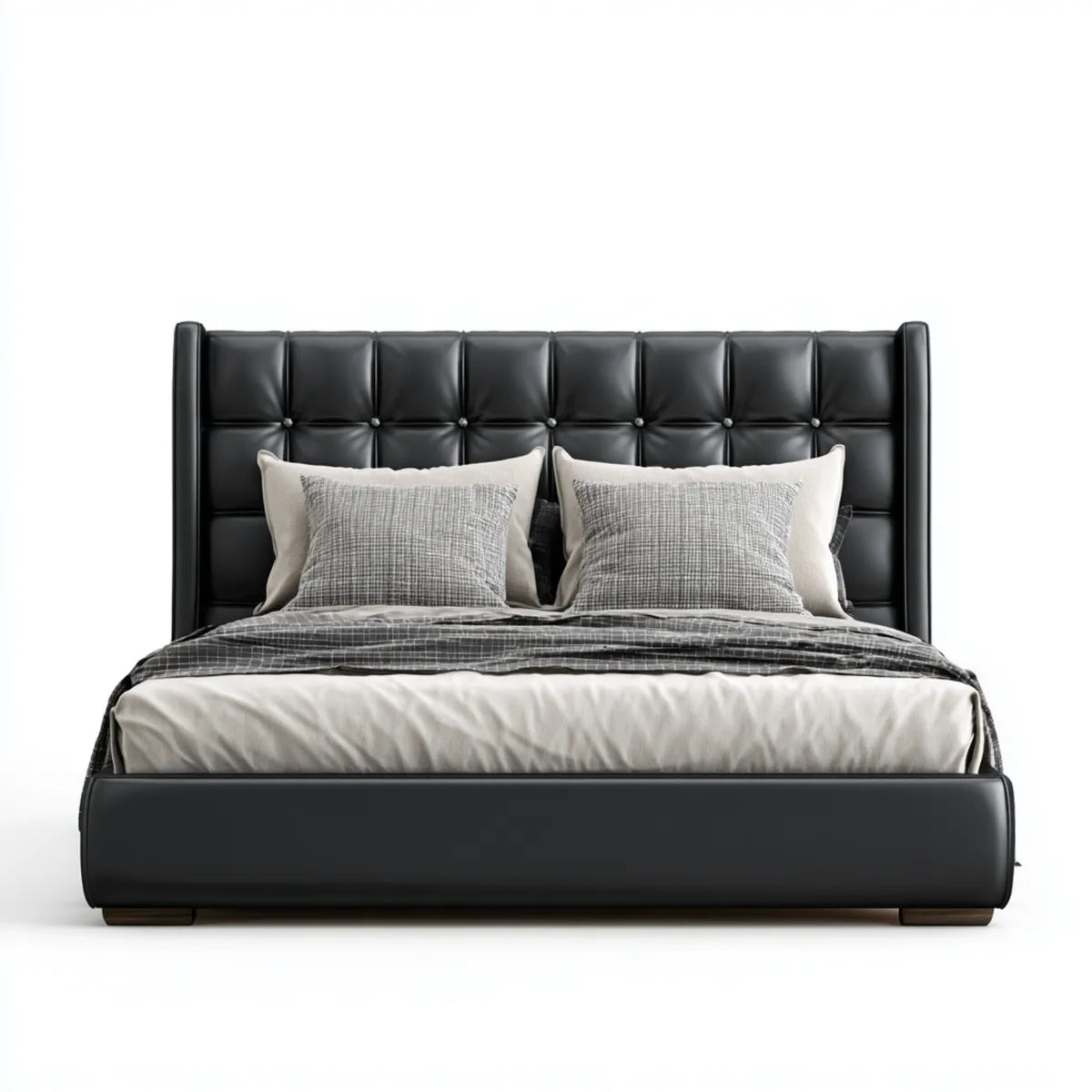 Polsterbett Doppelbett Schwarz 180 x 200 cm PU-Kunstleder Rechteckig
