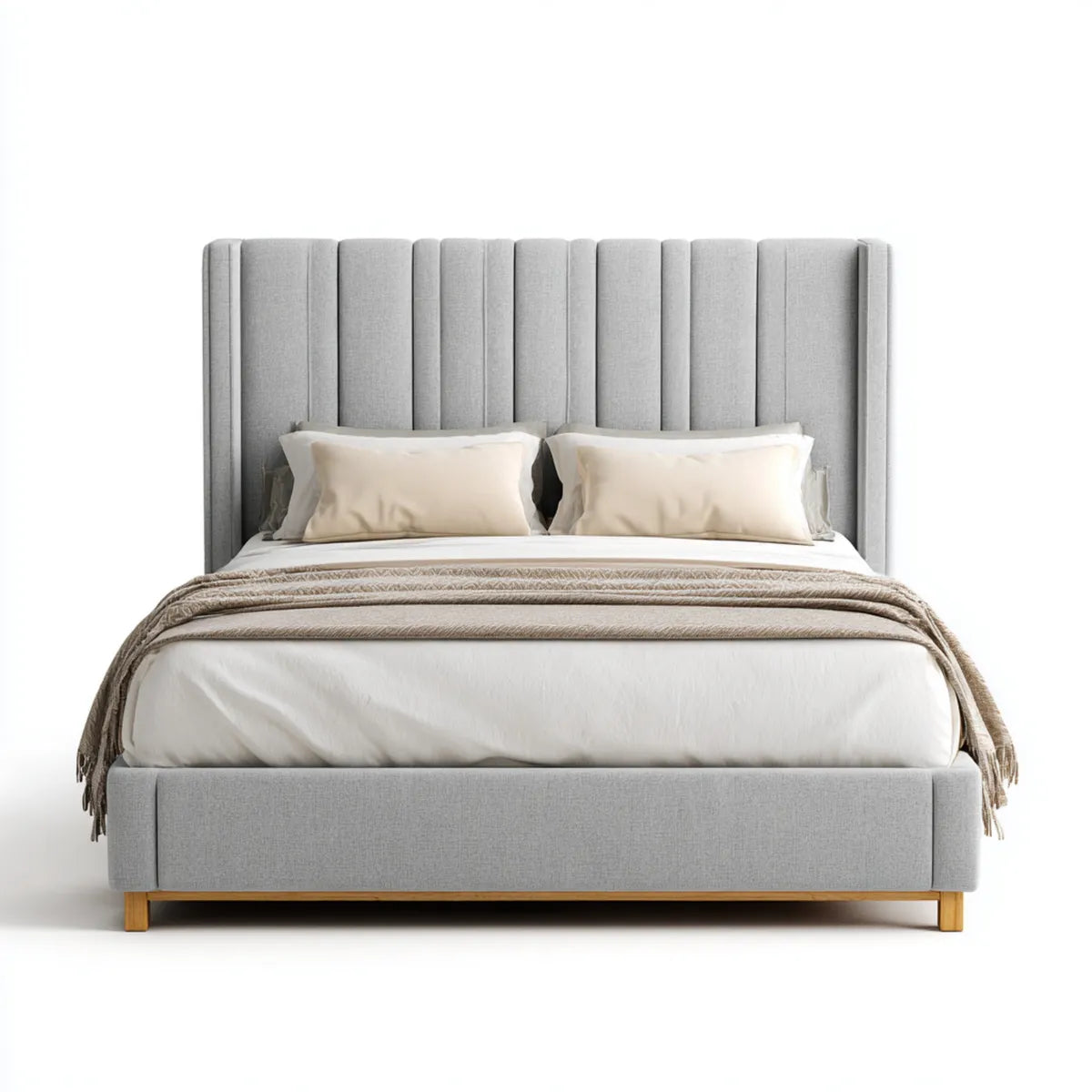 Polsterbett Doppelbett Hellgrau 180 x 200 cm Polyester Rechteckig