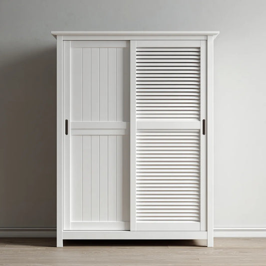 Schiebetürenschrank Weiß 120 x 200 x 60 cm aus MDF rechteckig