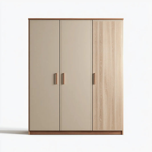 Kleiderschrank Drehtürenschrank Beige Eicheoptik 120 x 52 x 200 cm aus Spanplatte rechteckig