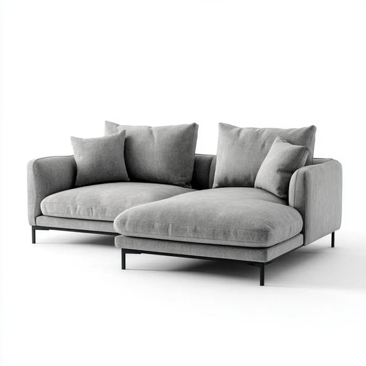 Ecksofa mit Recamiere Grau 250 x 165 cm Polyester Rechteckig