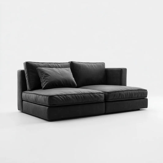 2-Sitzer Sofa Schwarz aus PU-Kunstleder rechteckig 180 x 95 x 78 cm