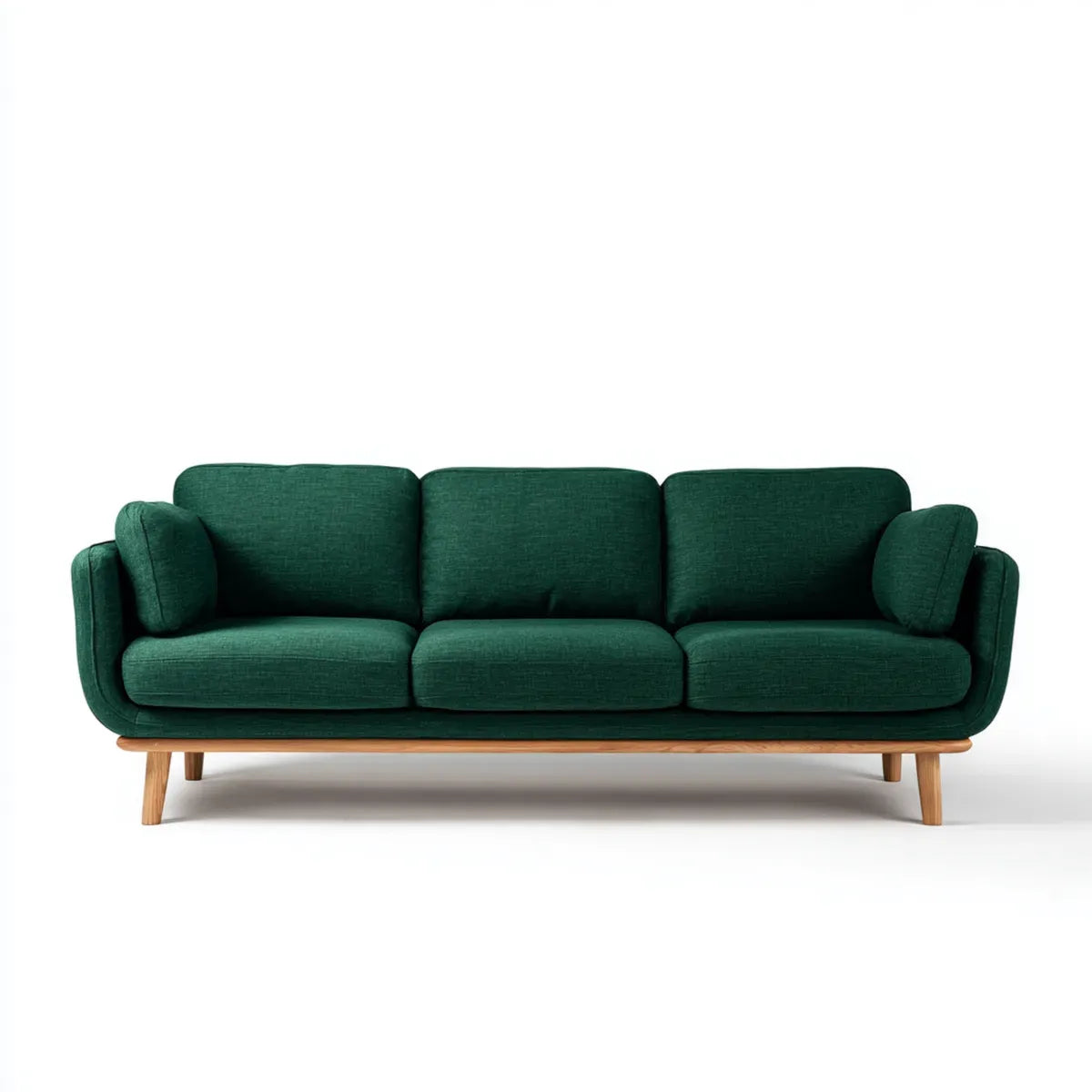 3-Sitzer Sofa Grün 220 x 90 x 85 cm mit Polyesterbezug und Massivholzfüßen Gerade