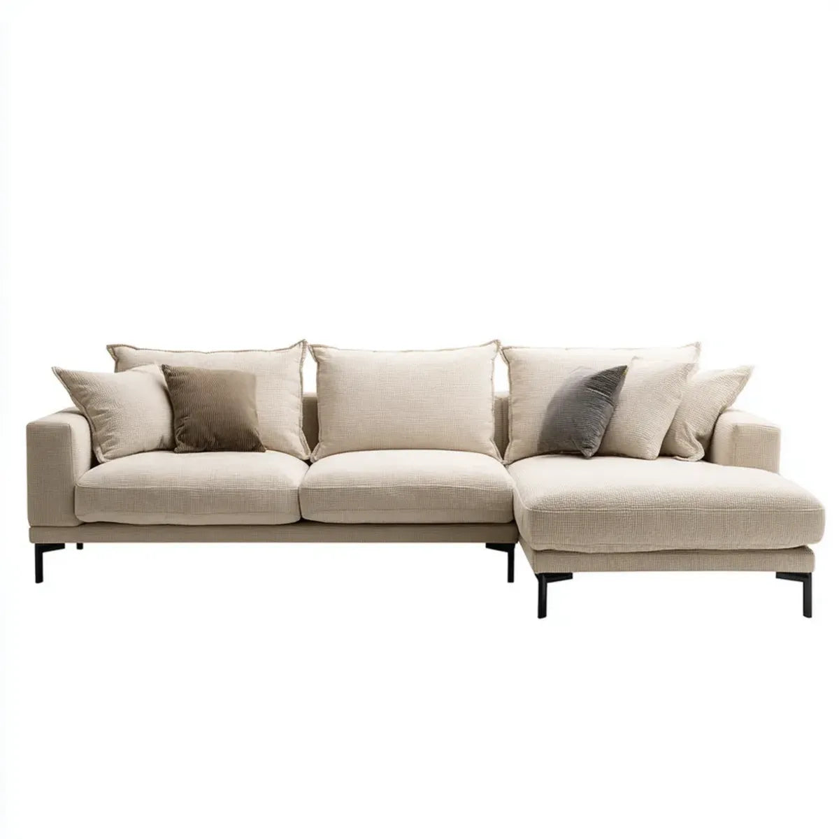 Ecksofa mit Recamiere rechts Beige 280 x 160 x 85 cm Polyester Stahl rechteckig