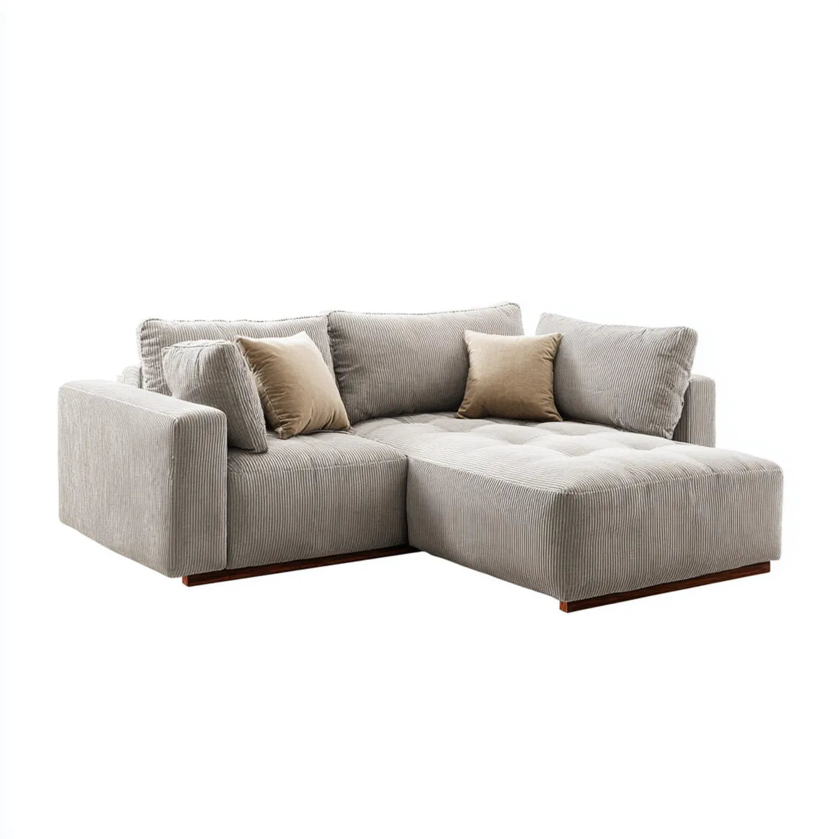 Cord Ecksofa Hellgrau mit Recamiere 250 x 160 x 85 cm Polyester L-Form