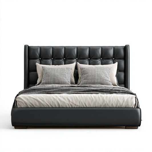 Polsterbett Doppelbett Schwarz 180 x 200 cm PU-Kunstleder Rechteckig