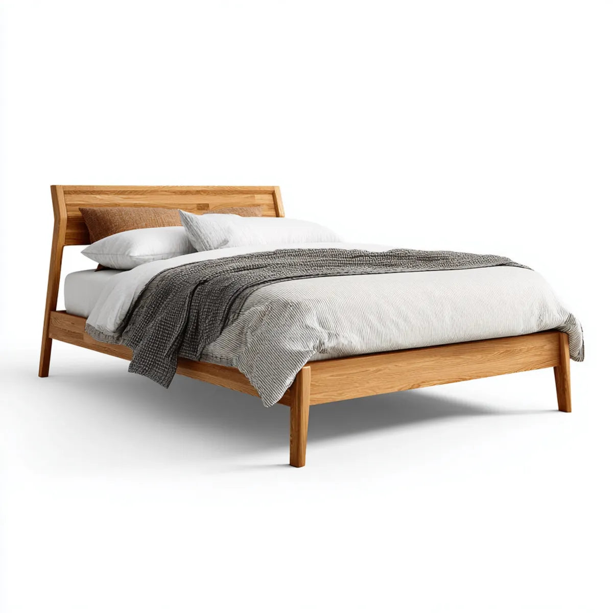 Doppelbett Eiche natur 180 x 200 cm Massivholz rechteckig