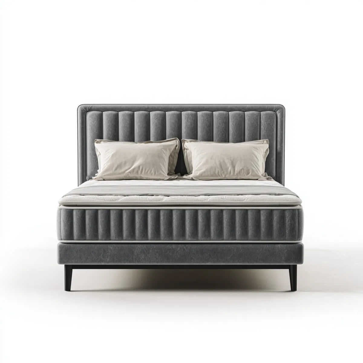 Polsterbett Doppelbett Dunkelgrau 180 x 200 cm Polyester-Samt Rechteckig