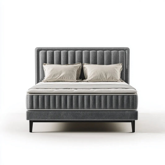 Polsterbett Doppelbett Dunkelgrau 180 x 200 cm Polyester-Samt Rechteckig