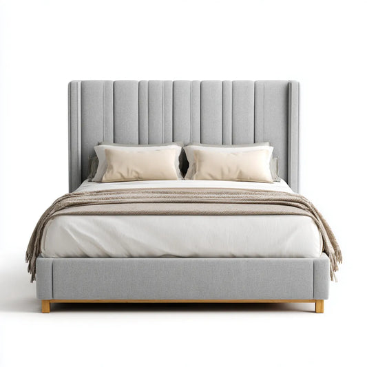 Polsterbett Doppelbett Hellgrau 180 x 200 cm Polyester Rechteckig