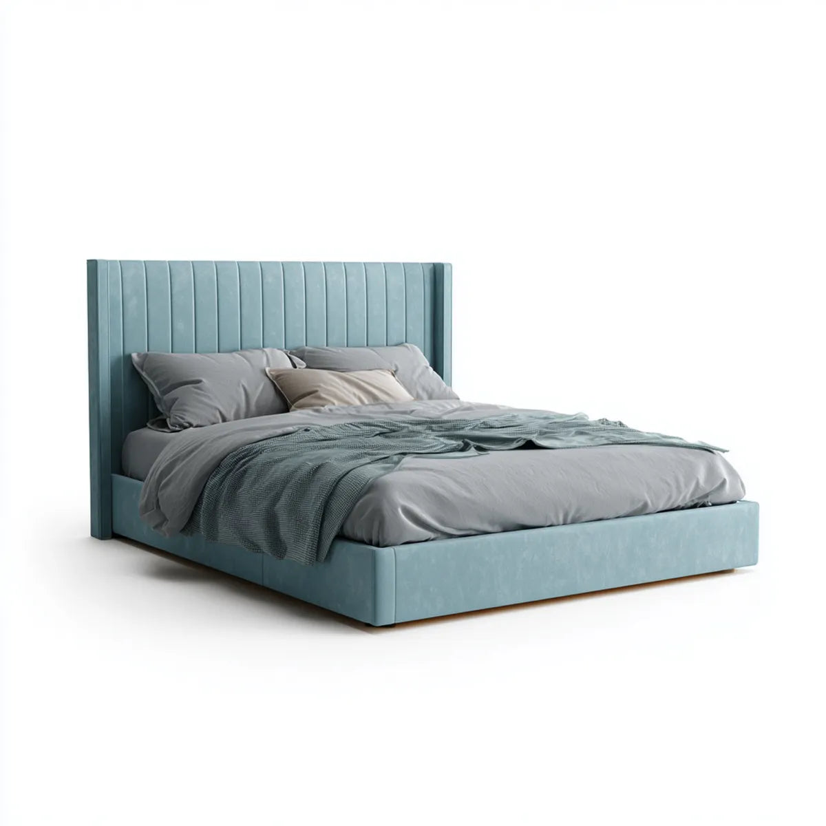 Polsterbett Doppelbett Petrol 160 x 200 cm Polyester-Samt Rechteckig