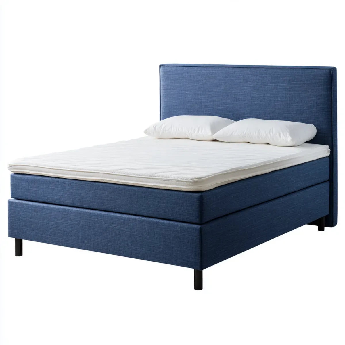 Boxspringbett Dunkelblau 180 x 200 cm mit Taschenfederkernmatratze und Topper Rechteckig