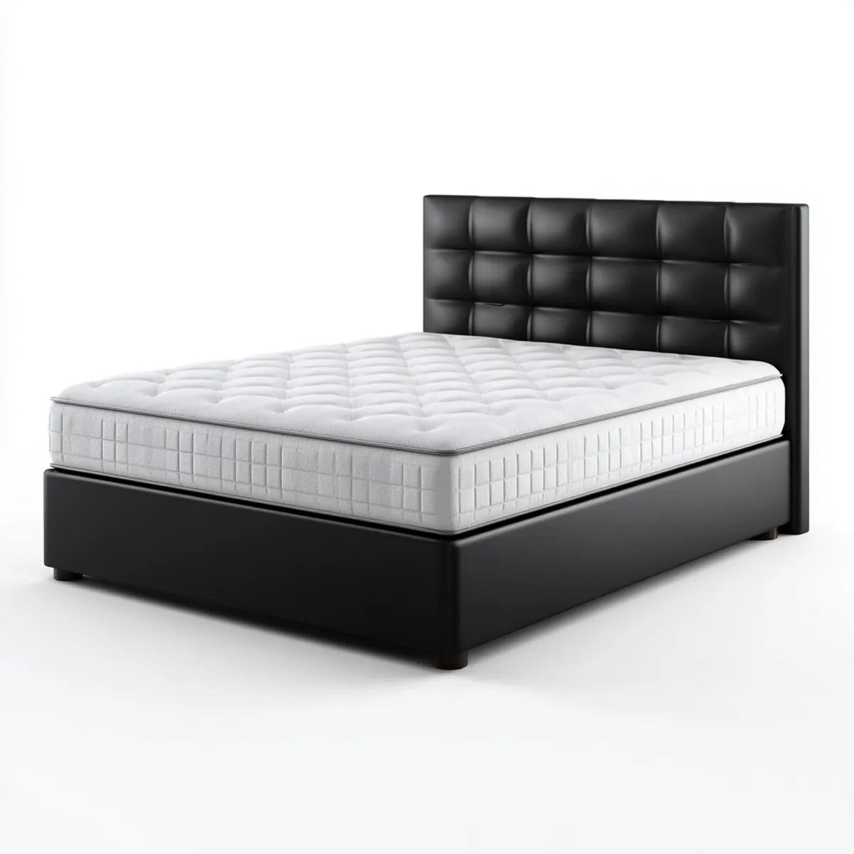 Doppelbett Polsterbett Schwarz 180 x 200 cm PU-Kunstleder Rechteckig mit Taschenfederkernmatratze